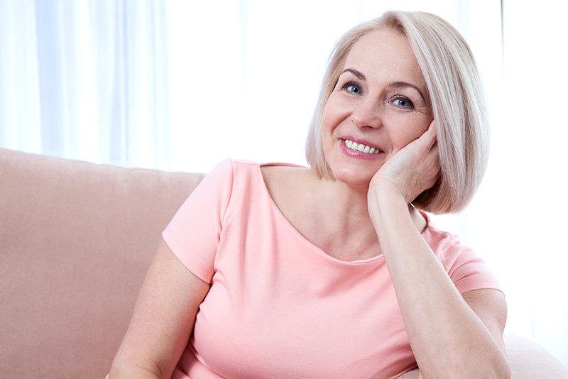 older woman with dentures